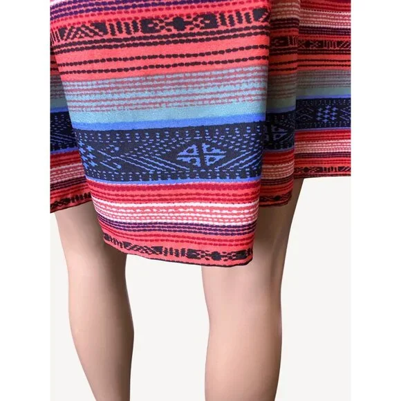 Band Of Gypsies Striped Corset Bustier Mini Dress Smocking Red Blue Size Small - Picture 9 of 13